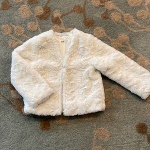 Girls white faux fur jacket size 4-6Y
